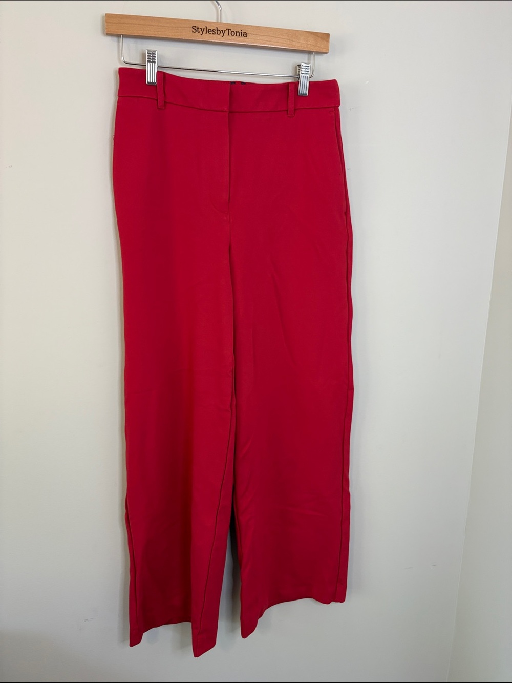 Boden Belgravia Ponte Trousers Red Pant Wide Leg Flare crease free sz 8 - Picture 3 of 11
